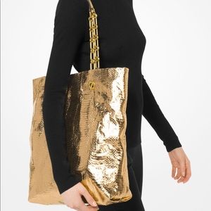 Michael Kors Angelina Metallic Snakeskin Tote Bag